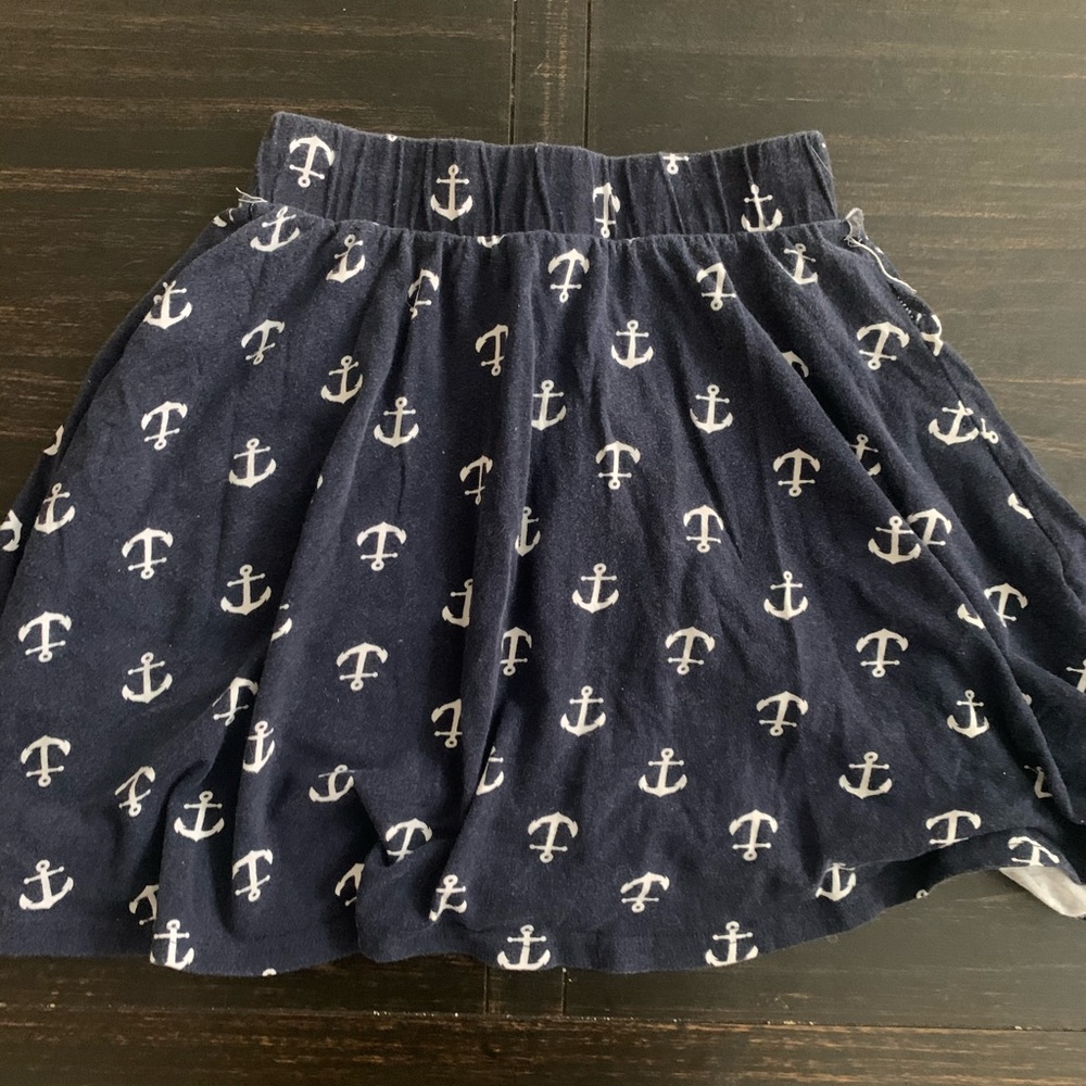Navy/ White anchor Skater Skirt
